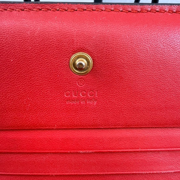 Gucci Cherry Wallet GG Supreme Canvas Red Leather Compact 476050-1147 - Picture 9 of 15